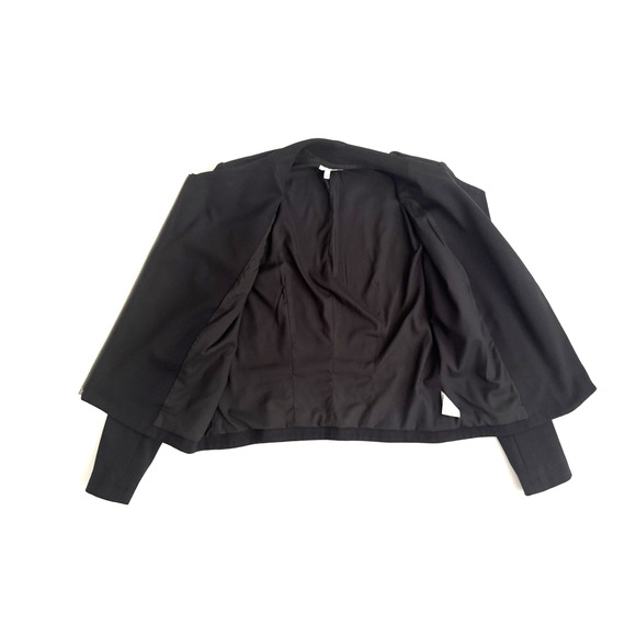 Helmut Lang Jacket M Black Ponte Knit Asymmetrical Zip Pockets Crop Moto Modern - Picture 7 of 9